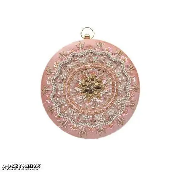 Peach_Synthetic_-Polyester_Clutch_For_Women