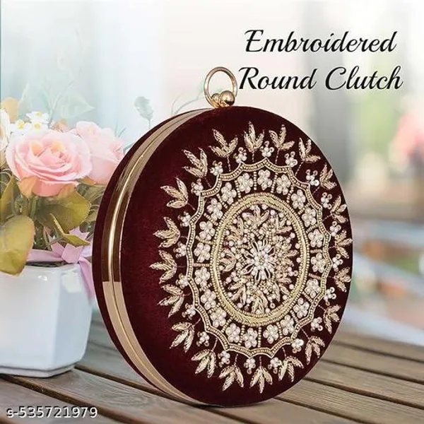 Maroon_Polyurethane_Clutch_For_Women