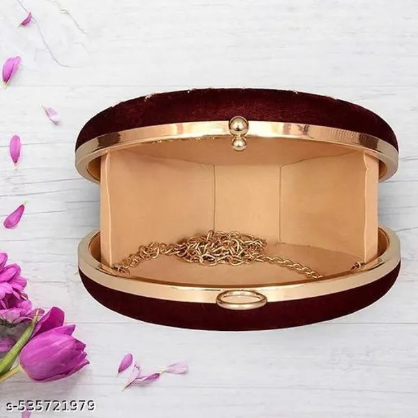 Maroon_Polyurethane_Clutch_For_Women