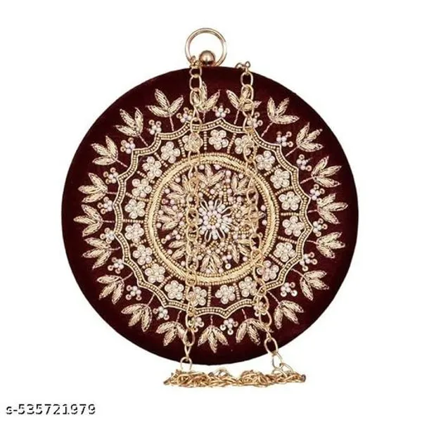 Maroon_Polyurethane_Clutch_For_Women