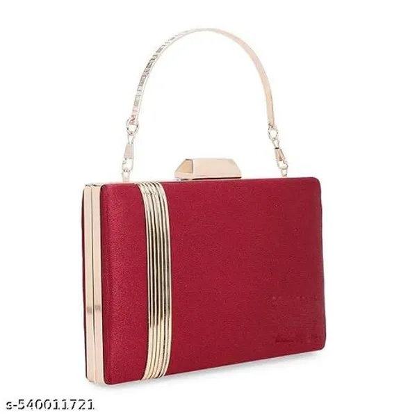 Maroon_Polyurethane_Clutch_For_Women