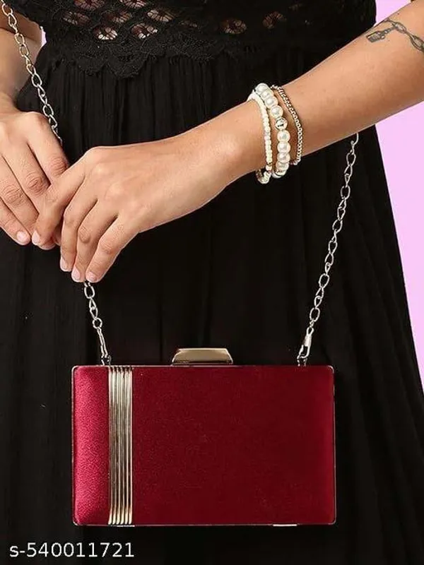 Maroon_Polyurethane_Clutch_For_Women
