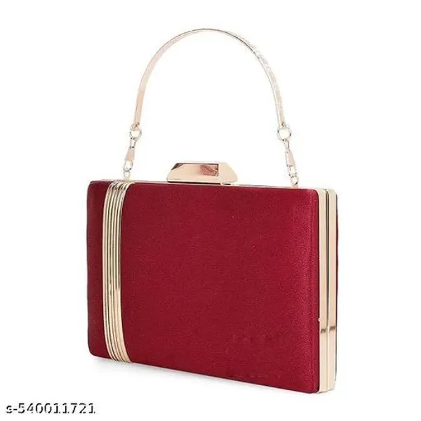 Maroon_Polyurethane_Clutch_For_Women