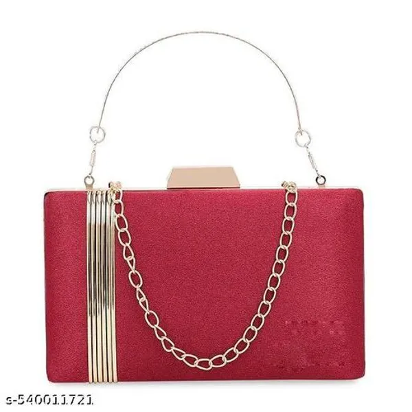 Maroon_Polyurethane_Clutch_For_Women