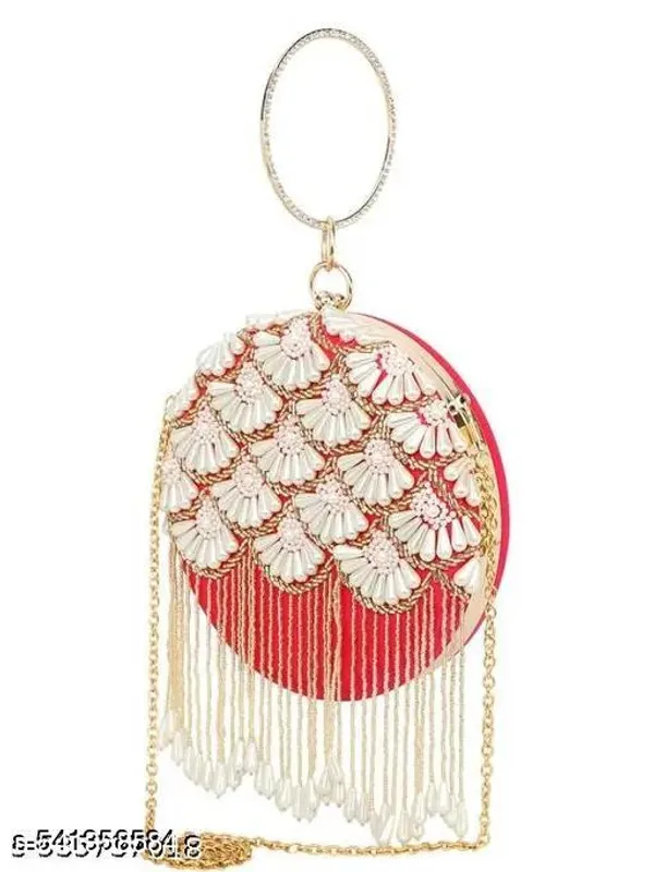 Red_Polyurethane_Clutch_For_Women