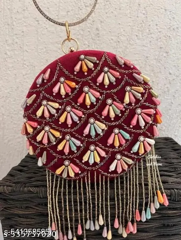 Maroon_Polyurethane_Clutch_For_Women