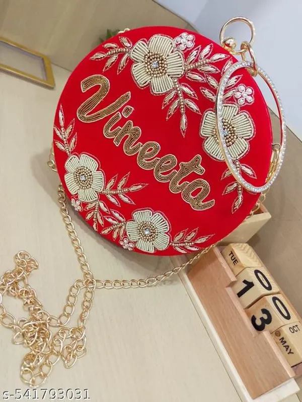 Red_Polyurethane_Clutch_For_Women
