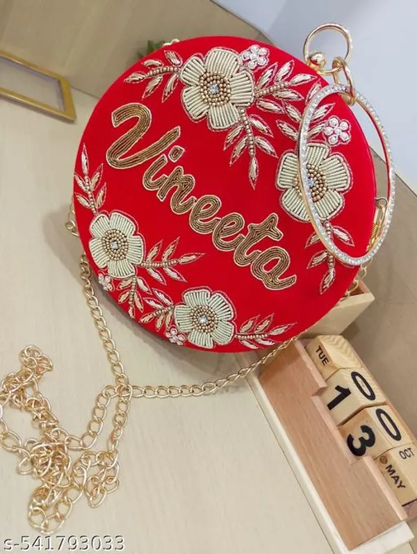 Red_Polyurethane_Clutch_For_Women