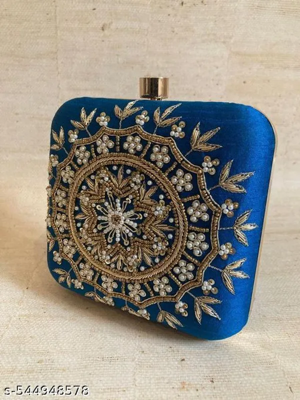 Blue_Polyurethane_Clutch_For_Women