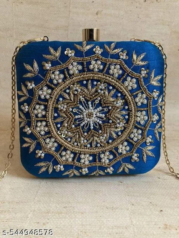 Blue_Polyurethane_Clutch_For_Women