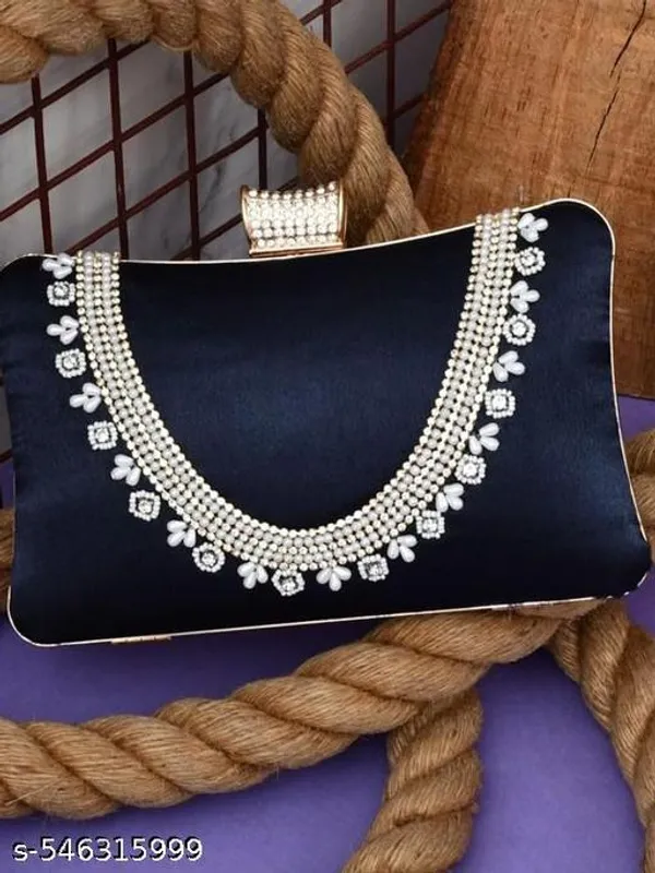 Blue_Polyurethane_Clutch_For_Women