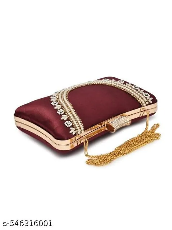 Maroon_Polyurethane_Clutch_For_Women