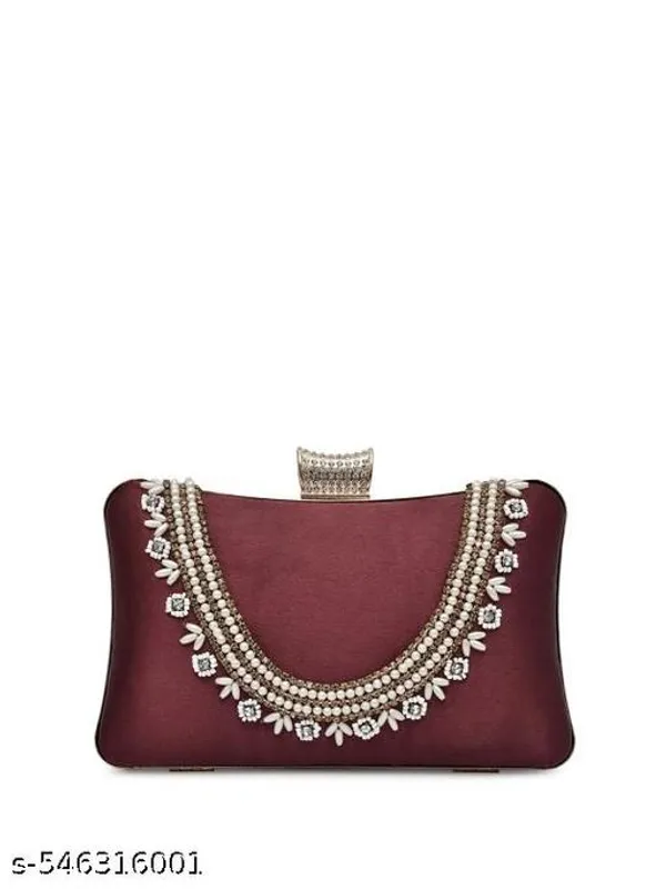 Maroon_Polyurethane_Clutch_For_Women