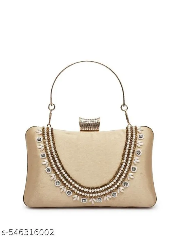 Cream_Polyurethane_Clutch_For_Women