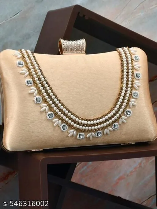 Cream_Polyurethane_Clutch_For_Women