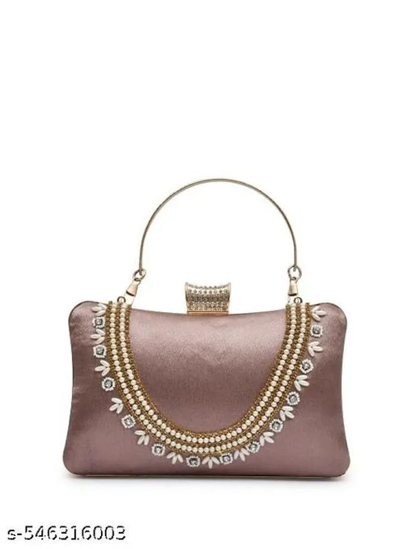 Peach_Polyurethane_Clutch_For_Women