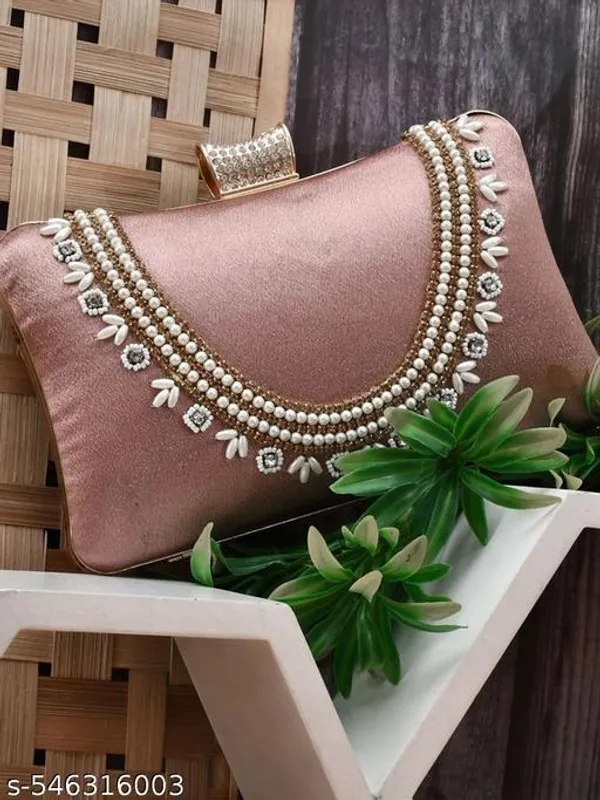 Peach_Polyurethane_Clutch_For_Women
