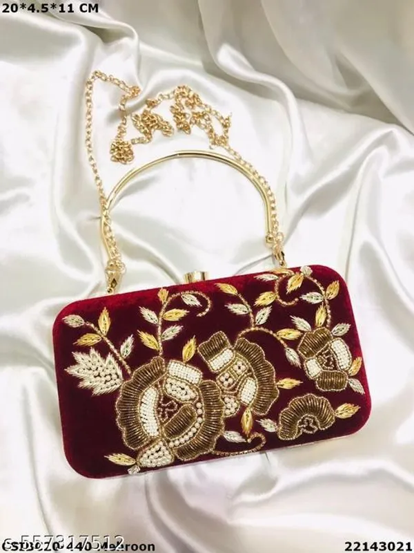 Maroon_Polyurethane_Clutch_For_Women