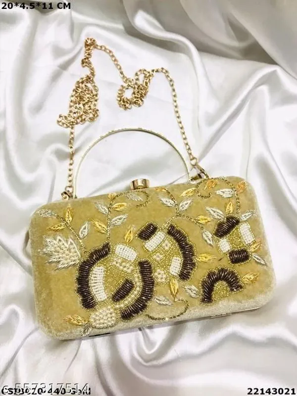 Gold_Polyurethane_Clutch_For_Women