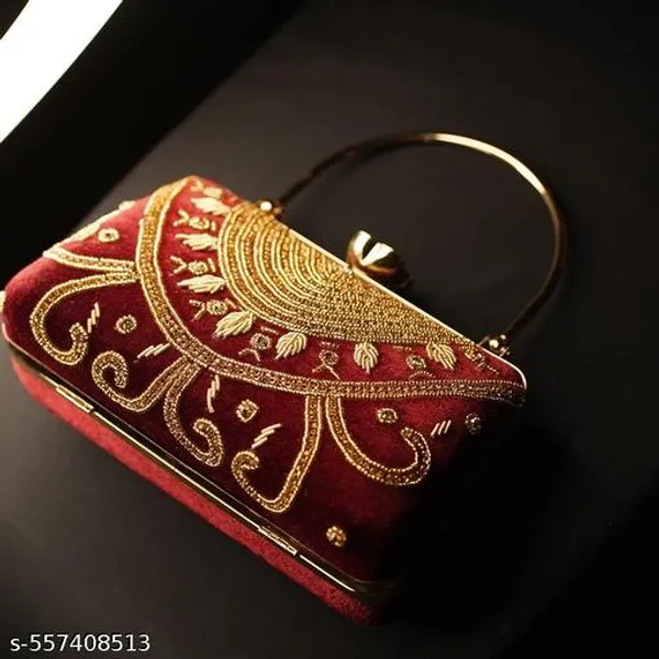 Maroon_Polyurethane_Clutch_For_Women
