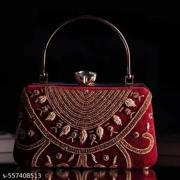 Maroon_Polyurethane_Clutch_For_Women