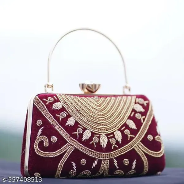 Maroon_Polyurethane_Clutch_For_Women