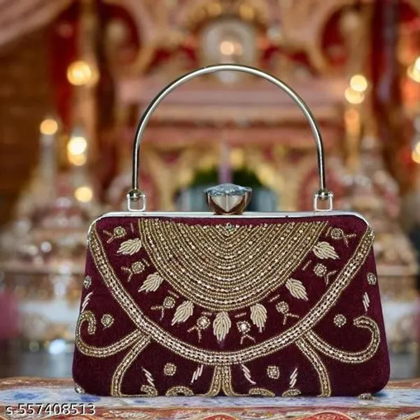 Maroon_Polyurethane_Clutch_For_Women