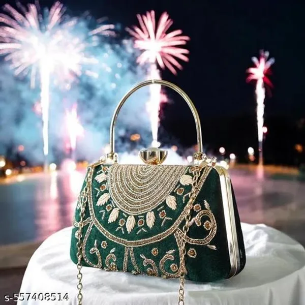 Green_Polyurethane_Clutch_For_Women