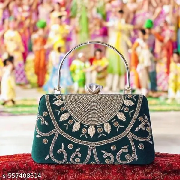 Green_Polyurethane_Clutch_For_Women