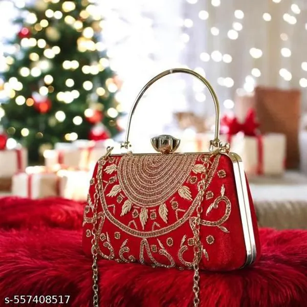 Red_Polyurethane_Clutch_For_Women