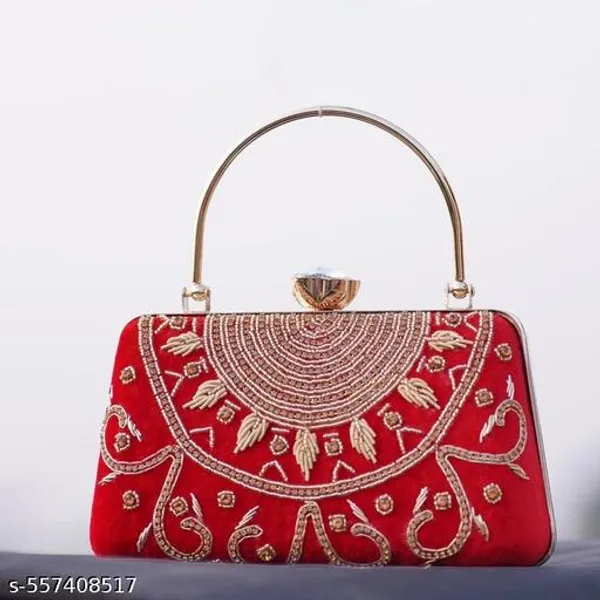 Red_Polyurethane_Clutch_For_Women