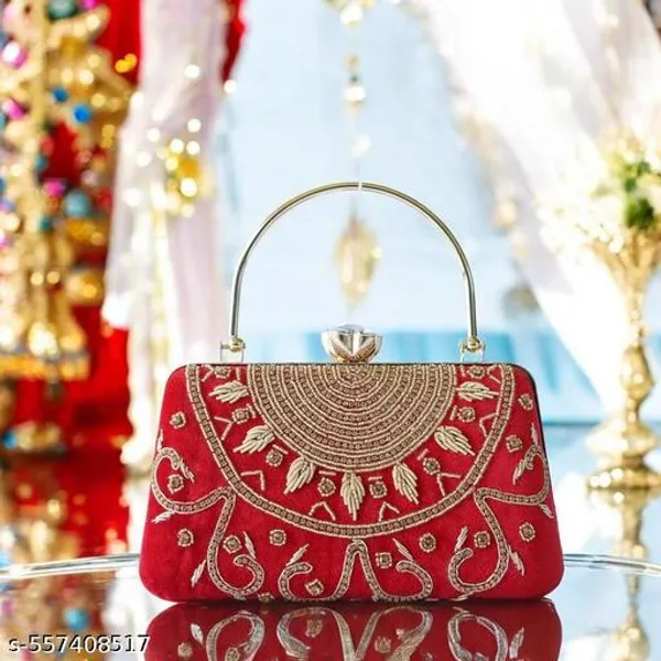 Red_Polyurethane_Clutch_For_Women