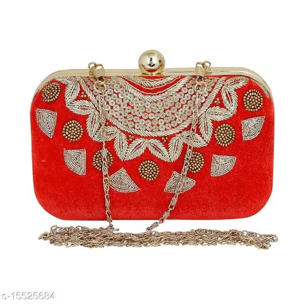 Red_Polyurethane_Clutch_For_Women