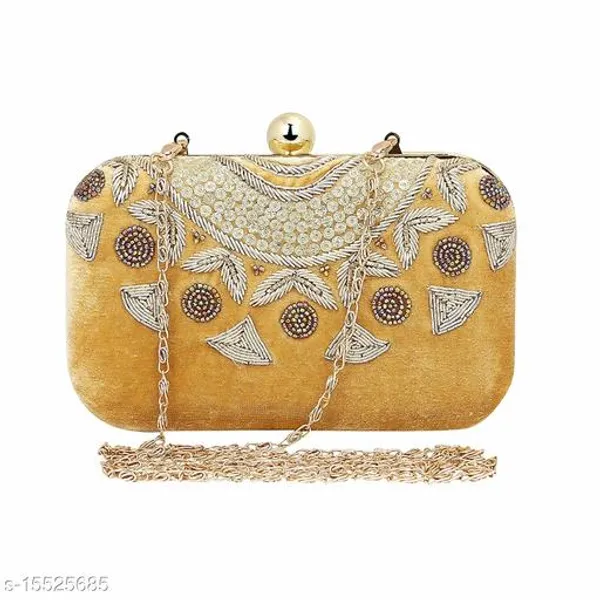 Gold_Polyurethane_Clutch_For_Women