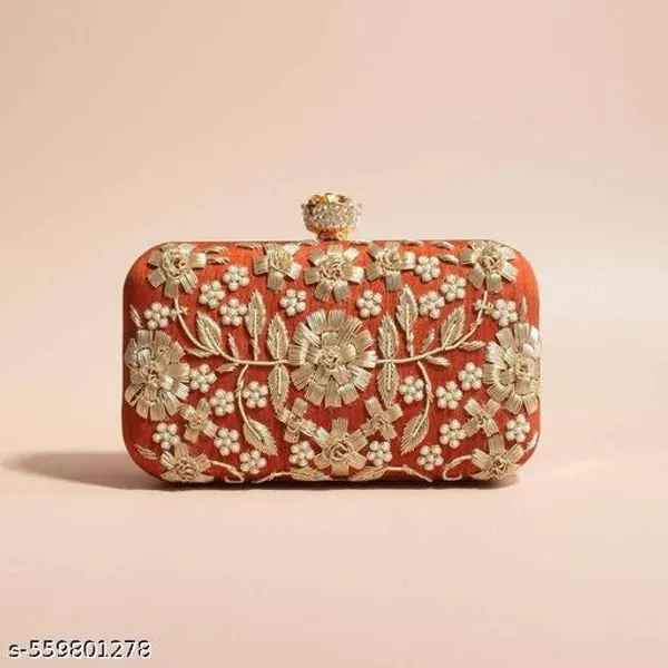 Orange_Polyurethane_Clutch_For_Women