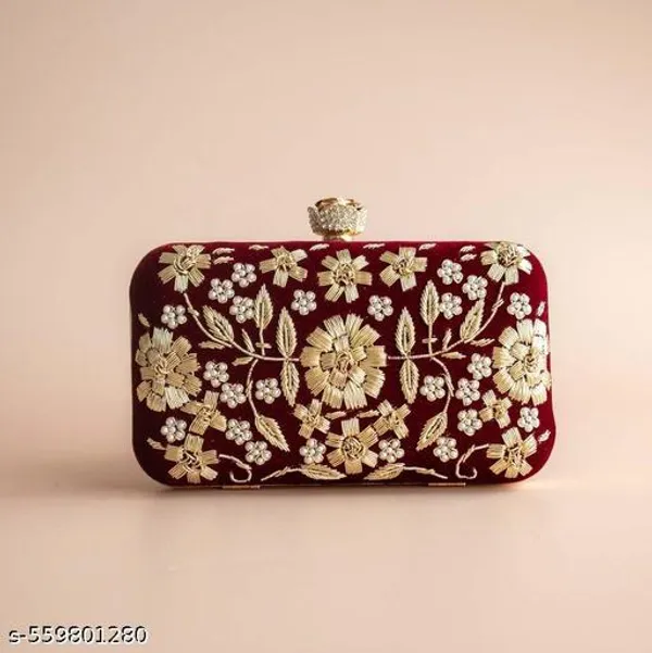 Maroon_Synthetic_-Polyester_Clutch_For_Women