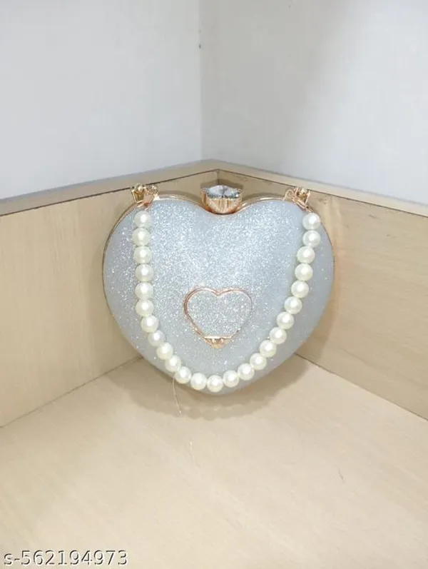 Silver_Polyurethane_Clutch_For_Women