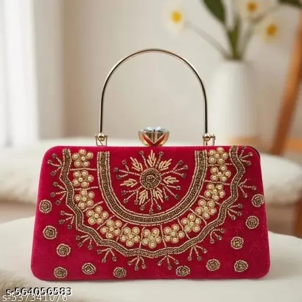 Red_Polyurethane_Clutch_For_Women