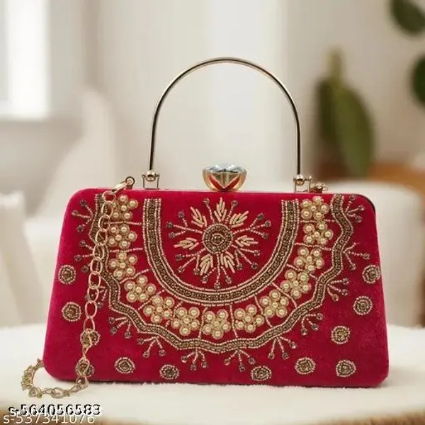 Red_Polyurethane_Clutch_For_Women
