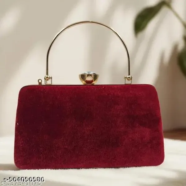 Maroon_Polyurethane_Clutch_For_Women