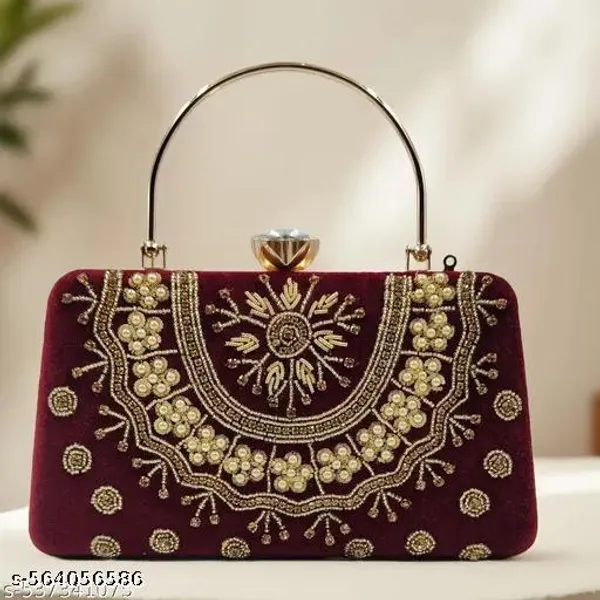 Maroon_Polyurethane_Clutch_For_Women
