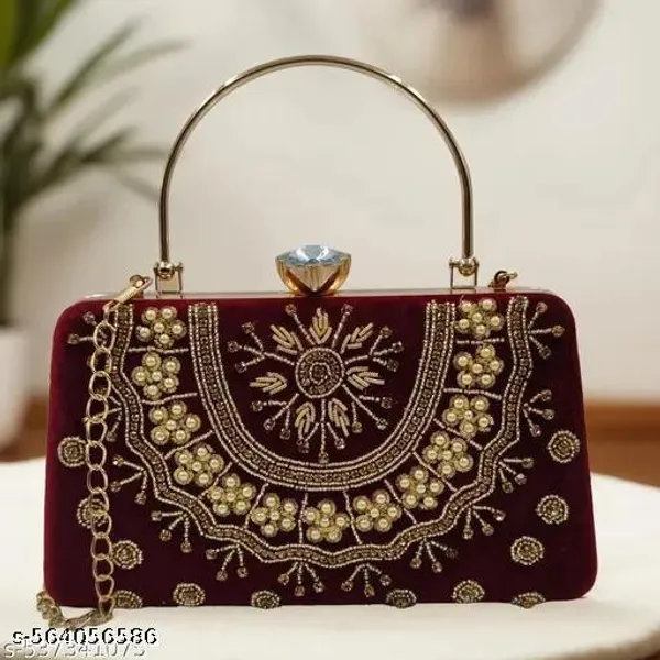 Maroon_Polyurethane_Clutch_For_Women