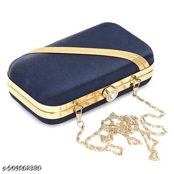 Navyblue_Polyurethane_Clutch_For_Women