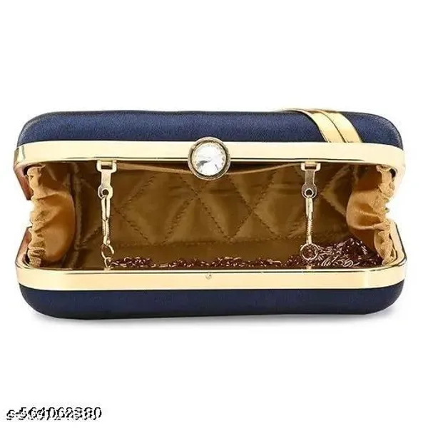 Navyblue_Polyurethane_Clutch_For_Women