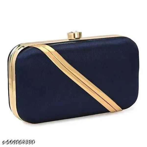 Navyblue_Polyurethane_Clutch_For_Women
