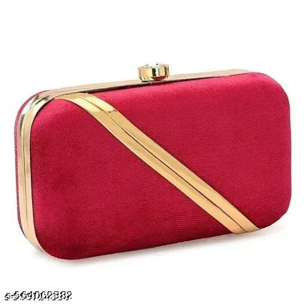 Maroon_Polyurethane_Clutch_For_Women