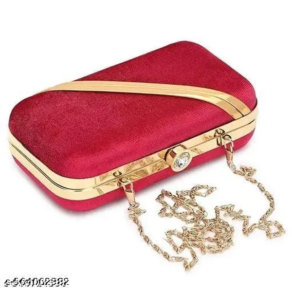 Maroon_Polyurethane_Clutch_For_Women