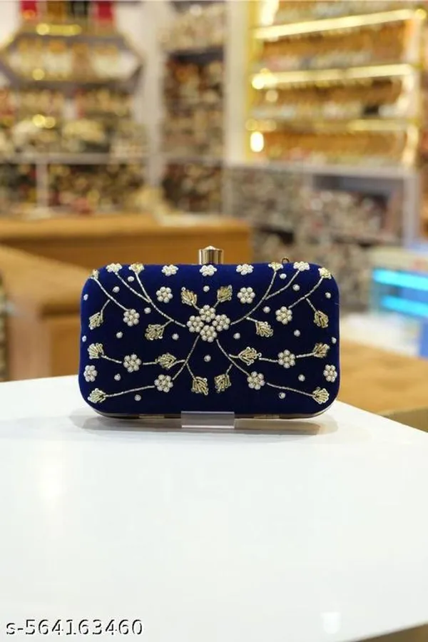 Blue_Polyurethane_Clutch_For_Women