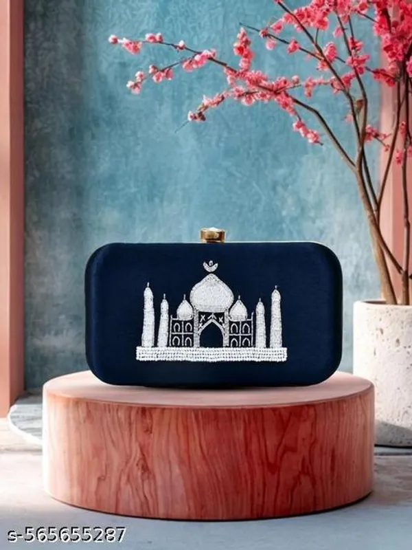 Blue_Polyurethane_Clutch_For_Women