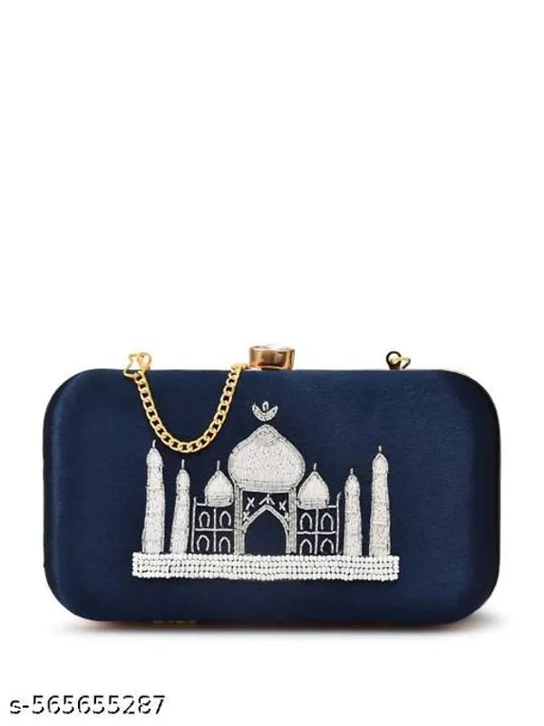 Blue_Polyurethane_Clutch_For_Women